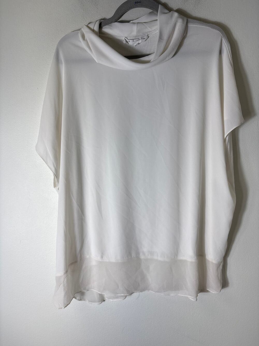 Lola & Sophia White Cowl Neck Loose Blouse Sz M